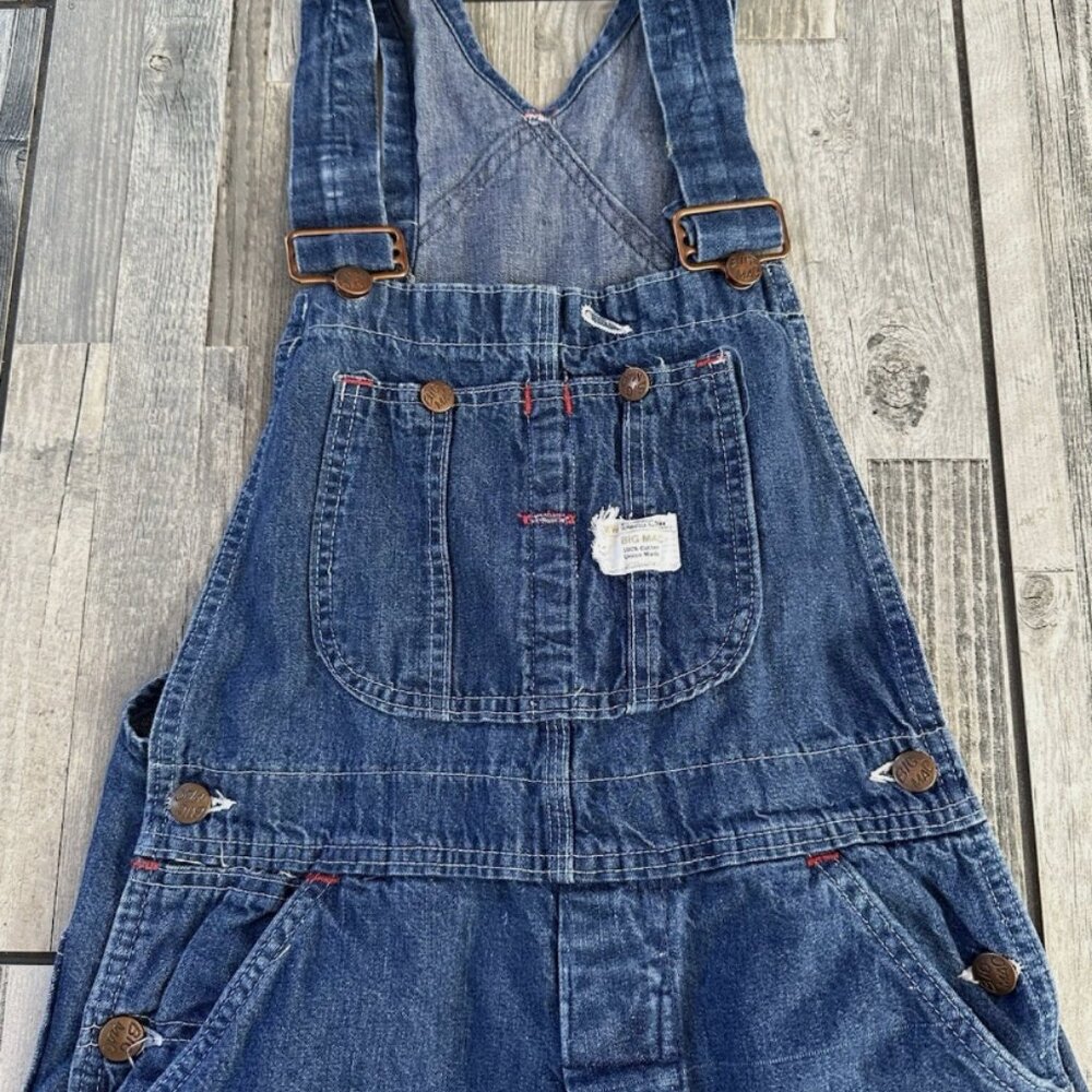 28x28 Vintage Big Mac Square Bak Denim Bib Overalls Workwear 100% Cotton - Picture 2 of 7
